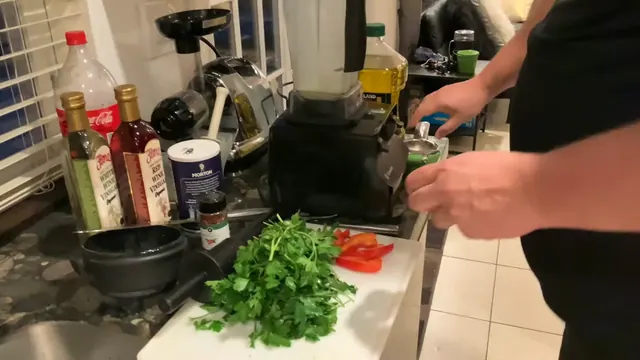 Parsley and seeded sweet peppers on the counter